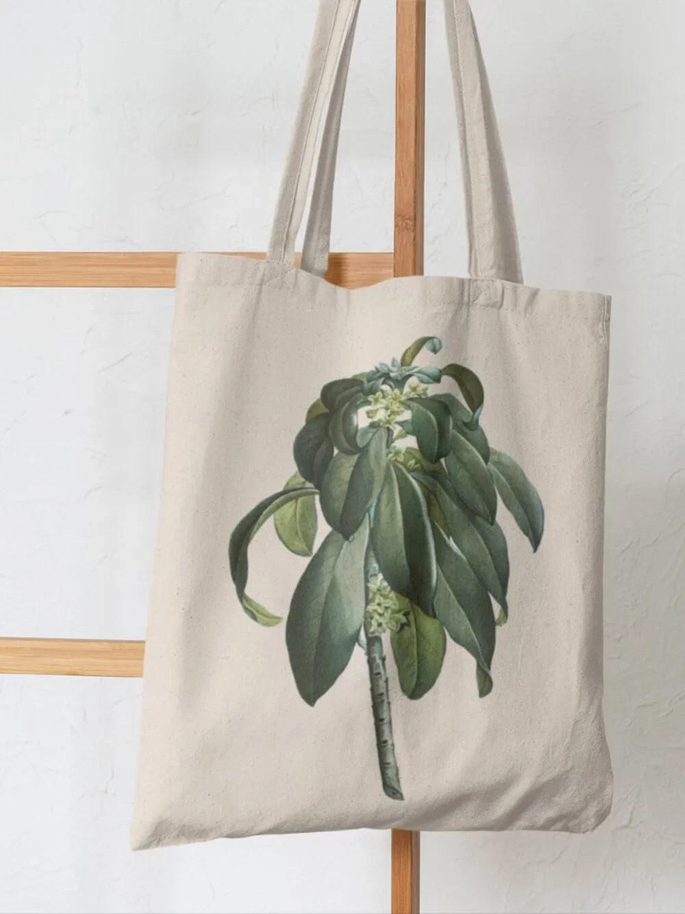 Spurge Laurel Vintage Floral Print Graphic Canvas Tote Bag